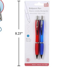 Retractable ball pens 2pc #20402