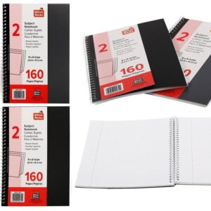 160 Pages 2 Subject Spiral  Notebook #20432