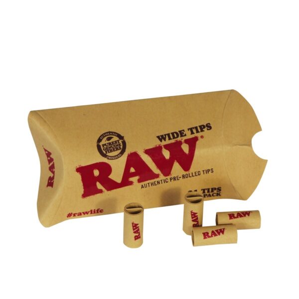 RAW Wide Pre-rolled Unbleached Tips - 20pk
